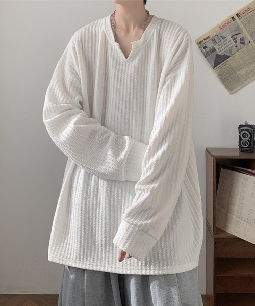 KELVIN（ケルヴァン）の「Relax Fit Long Sleeve Pullover リラックスフィットロングスリーブ プルオーバー（Tシャツ/カットソー・メンズ・ホワイト/ブラック・MEDIUM/LARGE）」の6枚目の写真