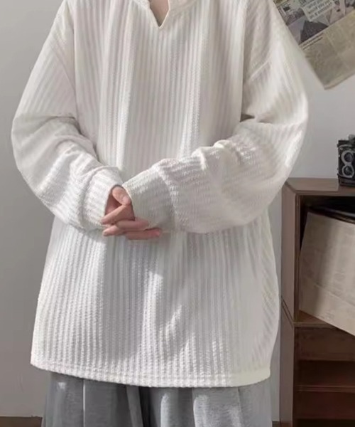 KELVIN（ケルヴァン）の「Relax Fit Long Sleeve Pullover リラックスフィットロングスリーブ プルオーバー（Tシャツ/カットソー・メンズ・ホワイト/ブラック・MEDIUM/LARGE）」の7枚目の写真