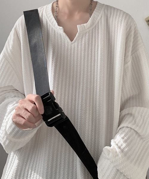KELVIN（ケルヴァン）の「Relax Fit Long Sleeve Pullover リラックスフィットロングスリーブ プルオーバー（Tシャツ/カットソー・メンズ・ホワイト/ブラック・MEDIUM/LARGE）」の9枚目の写真