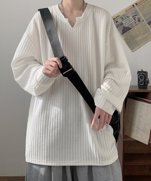 KELVIN（ケルヴァン）の「Relax Fit Long Sleeve Pullover リラックスフィットロングスリーブ プルオーバー（Tシャツ/カットソー・メンズ・ホワイト/ブラック・MEDIUM/LARGE）」の11枚目の写真