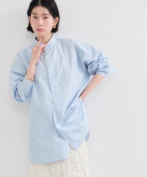ROYAL NAVY（ロイヤルネイビー）の「【ROYAL NAVY/ロイヤルネイビー】バンドカラーシャツ（シャツ/ブラウス・レディース・ホワイト/サックスブルー/ブルー系その他6/ブルー系その他4・FREE）」の3枚目の写真