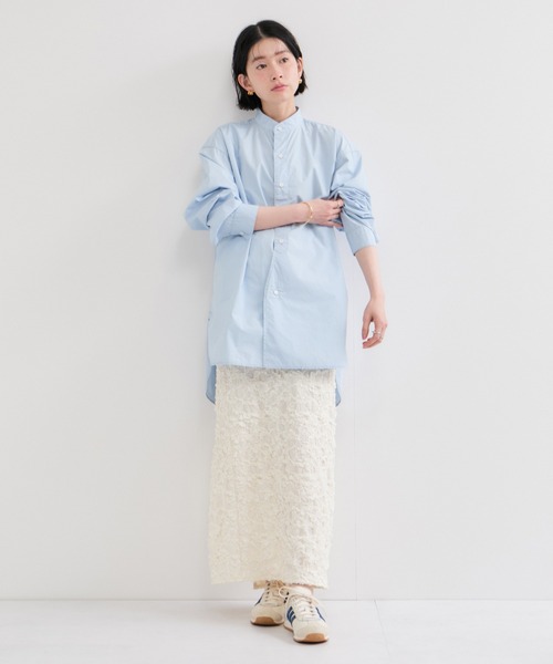ROYAL NAVY（ロイヤルネイビー）の「【ROYAL NAVY/ロイヤルネイビー】バンドカラーシャツ（シャツ/ブラウス・レディース・ホワイト/サックスブルー/ブルー系その他6/ブルー系その他4・FREE）」の9枚目の写真