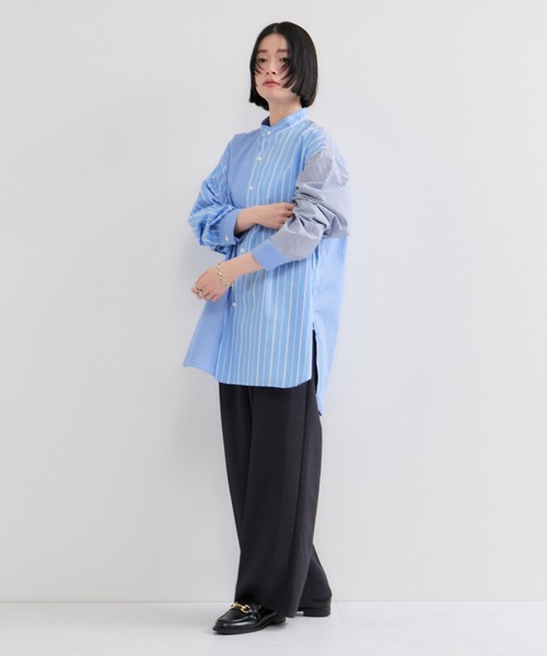 ROYAL NAVY（ロイヤルネイビー）の「【ROYAL NAVY/ロイヤルネイビー】バンドカラーシャツ（シャツ/ブラウス・レディース・ホワイト/サックスブルー/ブルー系その他6/ブルー系その他4・FREE）」の12枚目の写真
