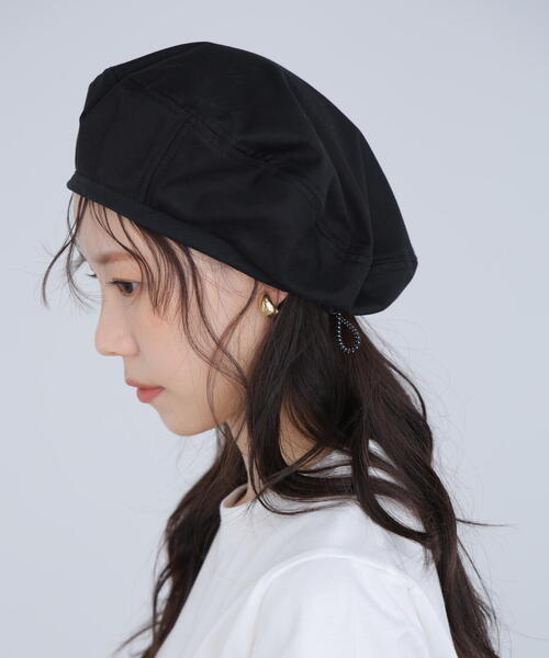 FREE'S MART（フリーズマート）の「シンプルベレー（ハンチング/ベレー帽・レディース・ベージュ/ブラック・ﾌﾘ-）」の4枚目の写真