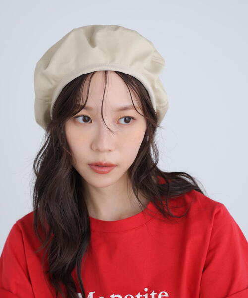 FREE'S MART（フリーズマート）の「シンプルベレー（ハンチング/ベレー帽・レディース・ベージュ/ブラック・ﾌﾘ-）」の6枚目の写真
