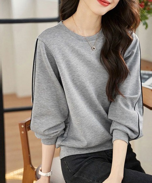 Flugge(フラッジー)の「袖パイピングカットソー(Tシャツ/カットソー・レディース・グレー・LARGE/MEDIUM)」の3枚目の写真