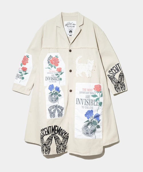 ScoLar(スカラー)の「ScoLar/スカラー アップリケコート(その他アウター・レディース・ベージュ/ブルー・FREE)」の2枚目の写真