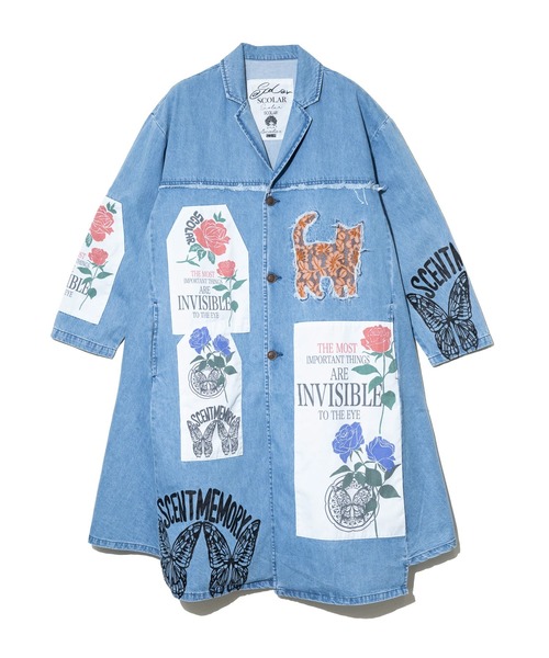 ScoLar(スカラー)の「ScoLar/スカラー アップリケコート(その他アウター・レディース・ベージュ/ブルー・FREE)」の3枚目の写真