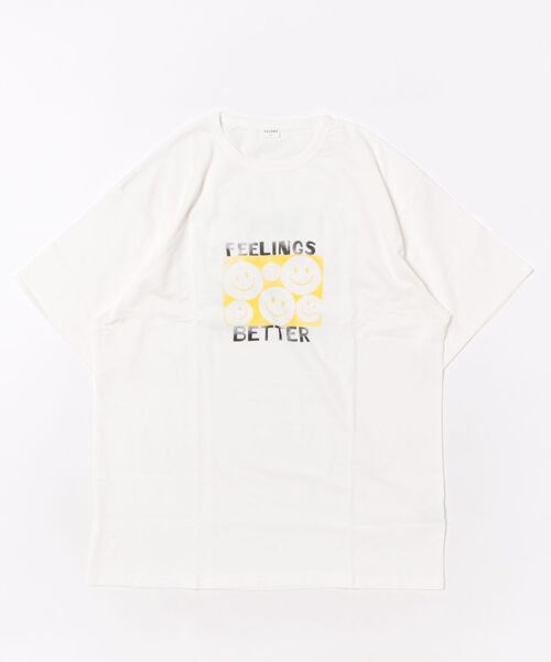 2nd(セカンド)の「ジーンズベーセカンド SMILE Tシャツ フリーサイズ(Tシャツ/カットソー・メンズ・オフホワイト/ブラック・F)」の1枚目の写真