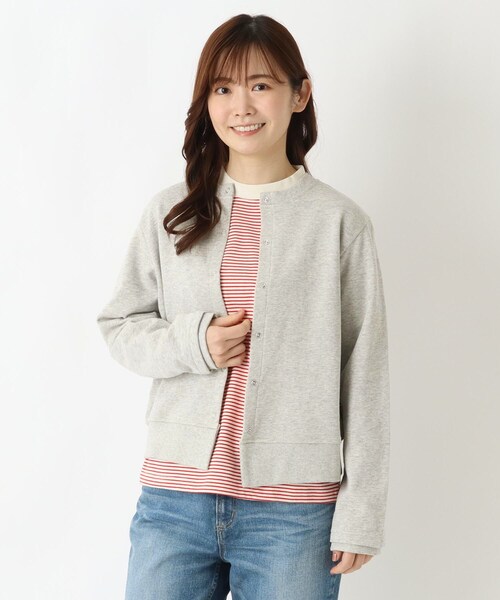 one'sterrace(ワンズテラス)の「コットンミニ裏毛カーディガン(カーディガン/ボレロ・レディース・ブラック系8/グレー系4/グレー系その他7・02)」の3枚目の写真