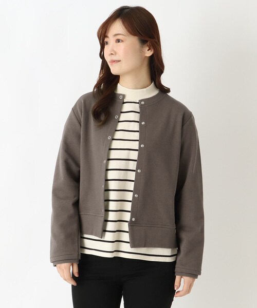 one'sterrace(ワンズテラス)の「コットンミニ裏毛カーディガン(カーディガン/ボレロ・レディース・ブラック系8/グレー系4/グレー系その他7・02)」の1枚目の写真