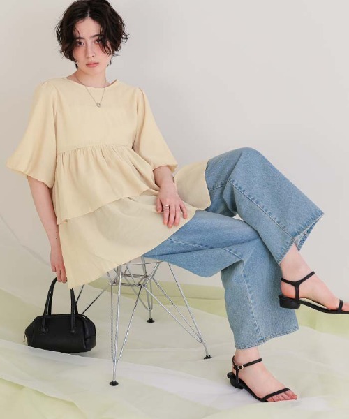 titivate(ティティベイト)の「マルチwayティアードフリルチュニックトップス(Tシャツ/カットソー・レディース・ベージュ/オレンジ/オフホワイト/ブラック・M/L/S)」の20枚目の写真