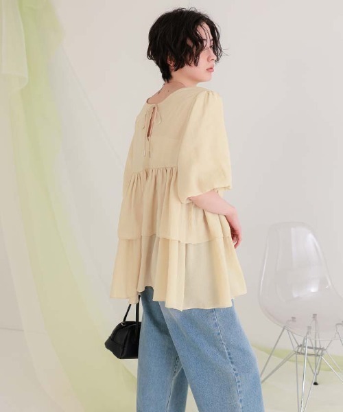 titivate(ティティベイト)の「マルチwayティアードフリルチュニックトップス(Tシャツ/カットソー・レディース・ベージュ/オレンジ/オフホワイト/ブラック・M/L/S)」の22枚目の写真