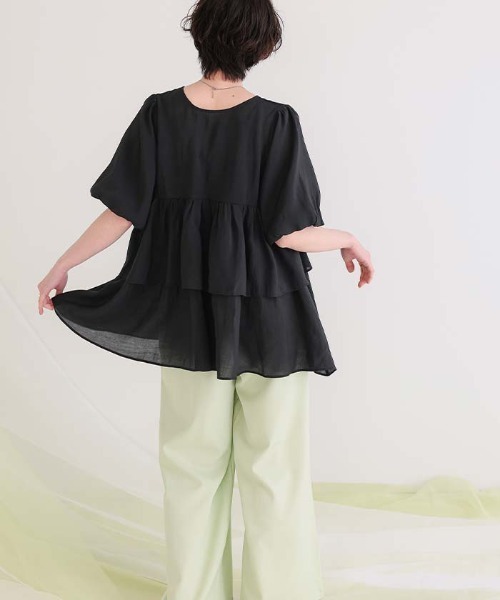 titivate(ティティベイト)の「マルチwayティアードフリルチュニックトップス(Tシャツ/カットソー・レディース・ベージュ/オレンジ/オフホワイト/ブラック・M/L/S)」の16枚目の写真