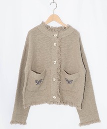 iS ScoLar（イズスカラー）の「561219：蝶刺繍×蝶ボタン付きニットカーディガン（カーディガン/ボレロ）」