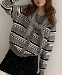 CHUL（チュル）の「やわらか配色ボーダーニットカーディガン（カーディガン/ボレロ）」