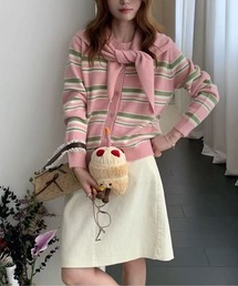 CHUL（チュル）の「やわらか配色ボーダーニットカーディガン（カーディガン/ボレロ）」