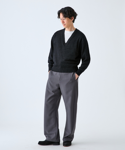 EDIFICE（エディフィス）の「WASHI/WOOL DEEP V ネックニット（ニット/セーター・メンズ・ブラック系その他/グリーン/イエロー・LARGE/MEDIUM）」の5枚目の写真