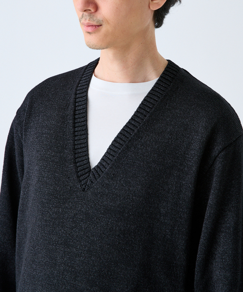 EDIFICE（エディフィス）の「WASHI/WOOL DEEP V ネックニット（ニット/セーター・メンズ・ブラック系その他/グリーン/イエロー・LARGE/MEDIUM）」の10枚目の写真
