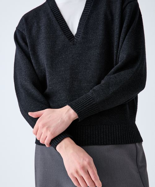 EDIFICE（エディフィス）の「WASHI/WOOL DEEP V ネックニット（ニット/セーター・メンズ・ブラック系その他/グリーン/イエロー・LARGE/MEDIUM）」の11枚目の写真