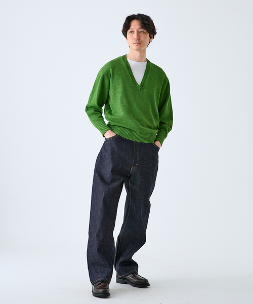 EDIFICE（エディフィス）の「WASHI/WOOL DEEP V ネックニット（ニット/セーター・メンズ・ブラック系その他/グリーン/イエロー・LARGE/MEDIUM）」の14枚目の写真