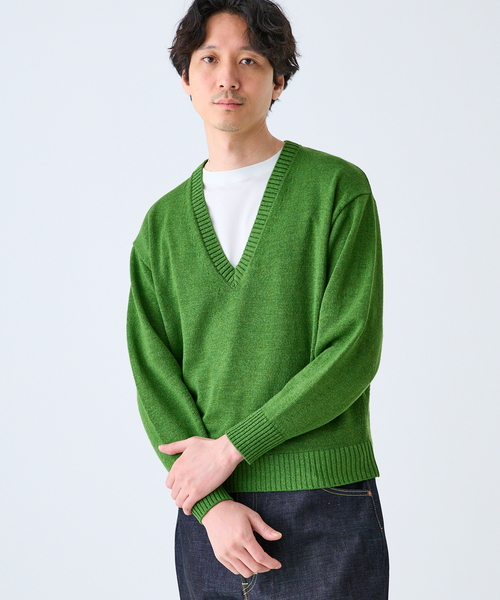 EDIFICE（エディフィス）の「WASHI/WOOL DEEP V ネックニット（ニット/セーター・メンズ・ブラック系その他/グリーン/イエロー・LARGE/MEDIUM）」の16枚目の写真