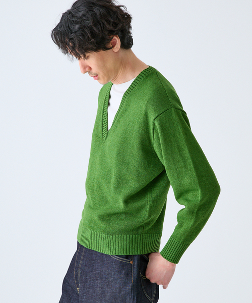 EDIFICE（エディフィス）の「WASHI/WOOL DEEP V ネックニット（ニット/セーター・メンズ・ブラック系その他/グリーン/イエロー・LARGE/MEDIUM）」の17枚目の写真