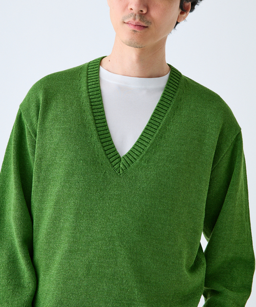 EDIFICE（エディフィス）の「WASHI/WOOL DEEP V ネックニット（ニット/セーター・メンズ・ブラック系その他/グリーン/イエロー・LARGE/MEDIUM）」の19枚目の写真