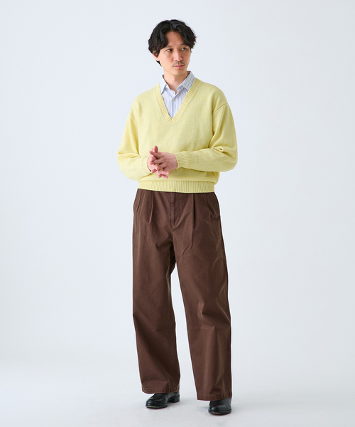 EDIFICE（エディフィス）の「WASHI/WOOL DEEP V ネックニット（ニット/セーター・メンズ・ブラック系その他/グリーン/イエロー・LARGE/MEDIUM）」の21枚目の写真