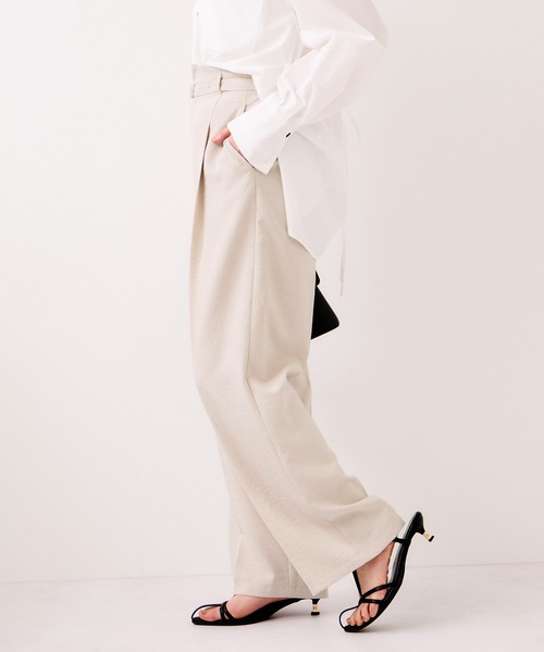 VIS（ビス）の「【WEB限定】美easyリネンライクベルテッドストレートパンツ/イージーケア・接触冷感（その他パンツ・レディース・ピンク/ブラック/キナリ/グレー・M/S/SS）」の2枚目の写真