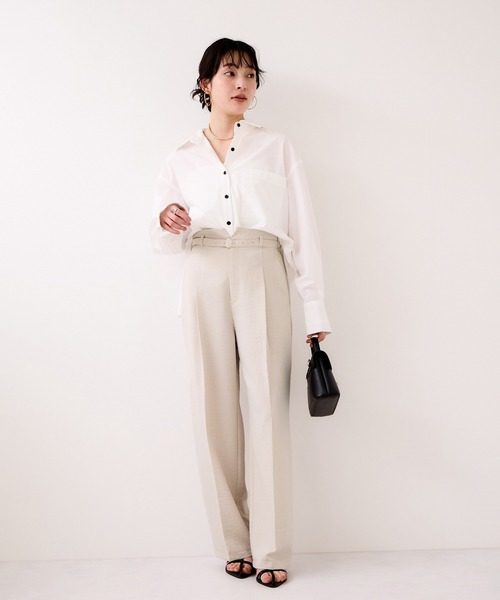 VIS（ビス）の「【WEB限定】美easyリネンライクベルテッドストレートパンツ/イージーケア・接触冷感（その他パンツ・レディース・ピンク/ブラック/キナリ/グレー・M/S/SS）」の8枚目の写真