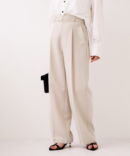 VIS（ビス）の「【WEB限定】美easyリネンライクベルテッドストレートパンツ/イージーケア・接触冷感（その他パンツ・レディース・ピンク/ブラック/キナリ/グレー・M/S/SS）」の6枚目の写真