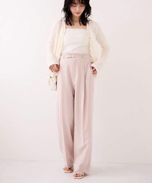 VIS（ビス）の「【WEB限定】美easyリネンライクベルテッドストレートパンツ/イージーケア・接触冷感（その他パンツ・レディース・ピンク/ブラック/キナリ/グレー・M/S/SS）」の14枚目の写真