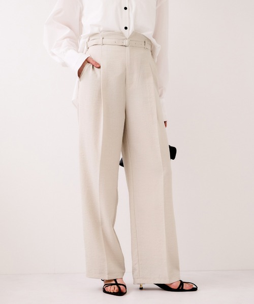 VIS（ビス）の「【WEB限定】美easyリネンライクベルテッドストレートパンツ/イージーケア・接触冷感（その他パンツ・レディース・ピンク/ブラック/キナリ/グレー・M/S/SS）」の5枚目の写真