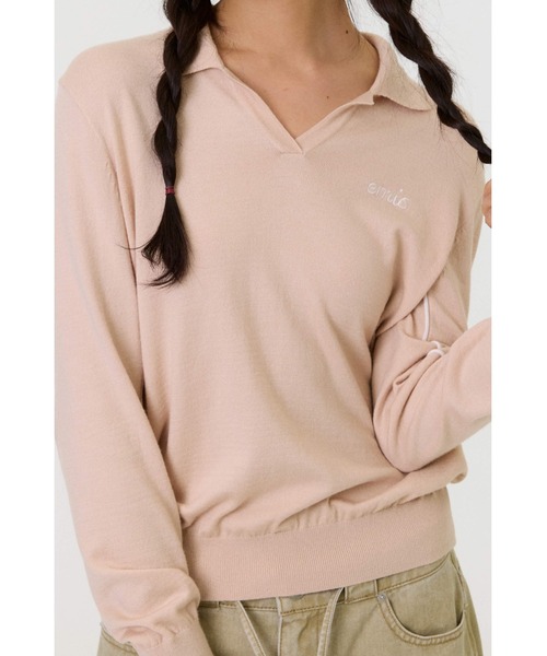 EMIS（イミス）の「(W) COLLAR KNIT TOP（ニット/セーター・レディース・ベージュ/ブラック・FREE）」の20枚目の写真