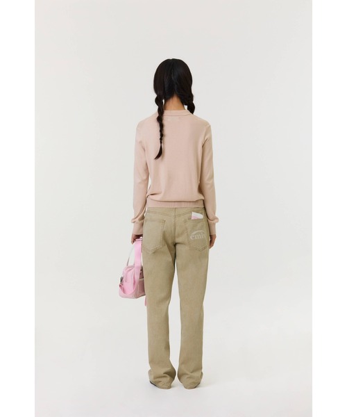 EMIS（イミス）の「(W) COLLAR KNIT TOP（ニット/セーター・レディース・ベージュ/ブラック・FREE）」の5枚目の写真