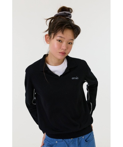 EMIS（イミス）の「(W) COLLAR KNIT TOP（ニット/セーター・レディース・ベージュ/ブラック・FREE）」の12枚目の写真