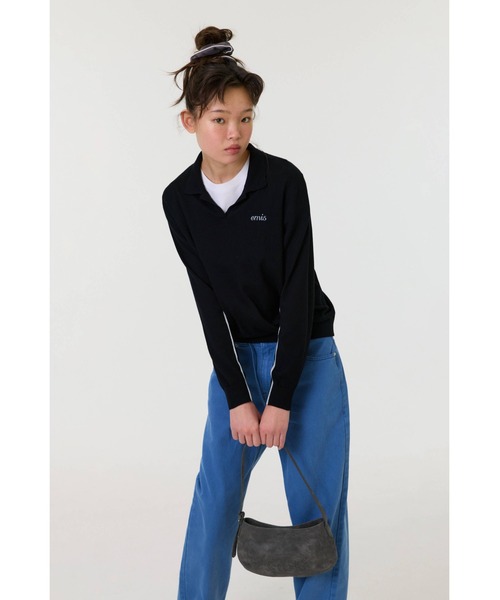 EMIS（イミス）の「(W) COLLAR KNIT TOP（ニット/セーター・レディース・ベージュ/ブラック・FREE）」の13枚目の写真