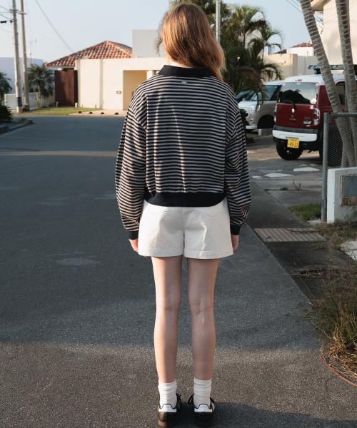 DEHEVE（デヘヴェ）の「Collar Stripe Sweatshirt [Navy]（ポロシャツ・レディース・ネイビー・FREE）」の9枚目の写真