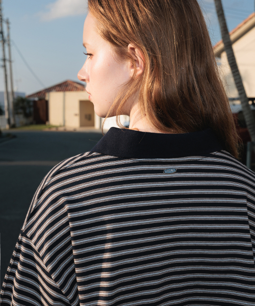 DEHEVE（デヘヴェ）の「Collar Stripe Sweatshirt [Navy]（ポロシャツ・レディース・ネイビー・FREE）」の10枚目の写真