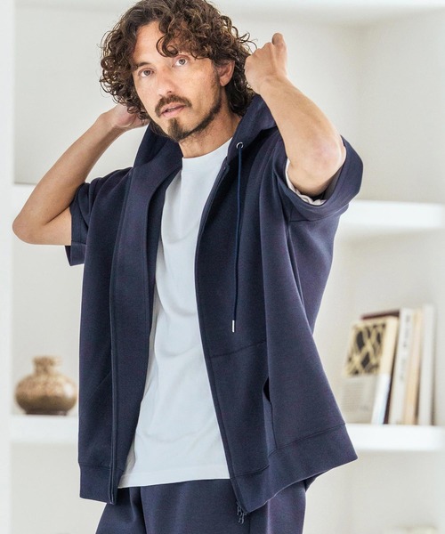 Magine（マージン）の「mpa4068-Double Knit Short Sleeve Parka 半袖パーカー(MGN-261-049)（パーカー・メンズ・ネイビー/ブラック/ミックスグレー・44/46/48）」の3枚目の写真