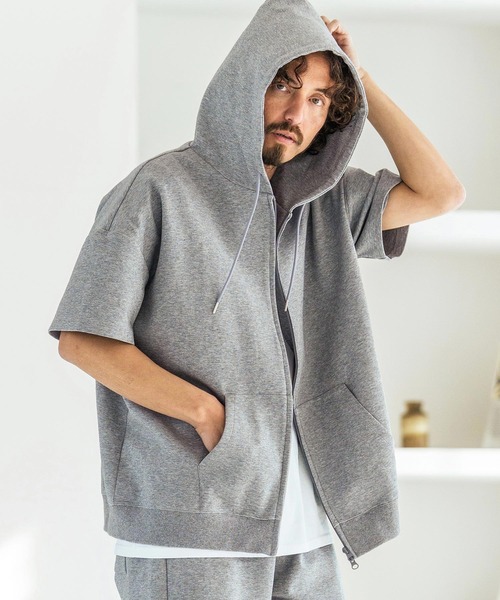 Magine（マージン）の「mpa4068-Double Knit Short Sleeve Parka 半袖パーカー(MGN-261-049)（パーカー・メンズ・ネイビー/ブラック/ミックスグレー・44/46/48）」の2枚目の写真