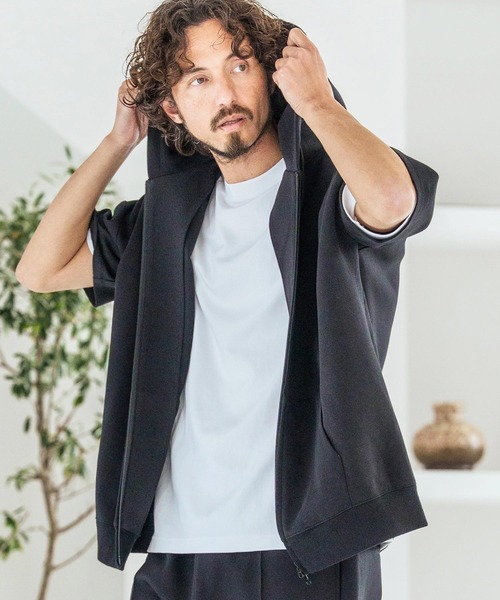 Magine（マージン）の「mpa4068-Double Knit Short Sleeve Parka 半袖パーカー(MGN-261-049)（パーカー・メンズ・ネイビー/ブラック/ミックスグレー・44/46/48）」の6枚目の写真