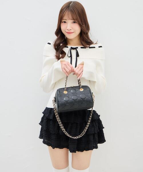 INGNI（イング）の「キルティングチェーンボストンバッグ（ボストンバッグ・レディース・アイボリー/サックスブルー/ブラック・-）」の11枚目の写真