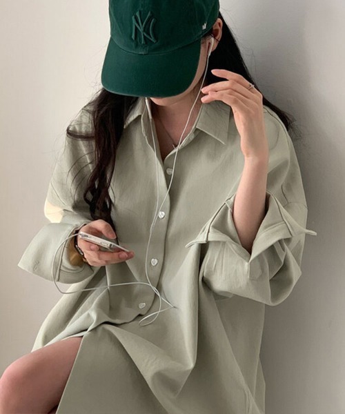 SallyLunn(サリーラン)の「ビッグシルエットシャツ(シャツ/ブラウス・レディース・ピンク/グリーン/ホワイト/ブラック・LARGE/MEDIUM)」の3枚目の写真