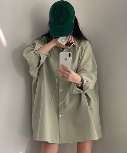 SallyLunn(サリーラン)の「ビッグシルエットシャツ(シャツ/ブラウス・レディース・ピンク/グリーン/ホワイト/ブラック・LARGE/MEDIUM)」の12枚目の写真