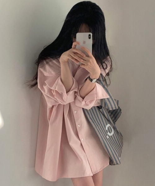 SallyLunn(サリーラン)の「ビッグシルエットシャツ(シャツ/ブラウス・レディース・ピンク/グリーン/ホワイト/ブラック・LARGE/MEDIUM)」の15枚目の写真