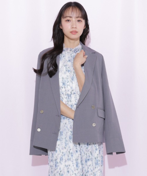 JILL by JILL STUART(ジルバイジルスチュアート)の「〈セットアップ対応〉サマーツイルテーラードジャケット(テーラードジャケット・レディース・ブルー/グレー/ベージュ・MEDIUM/SMALL)」の12枚目の写真
