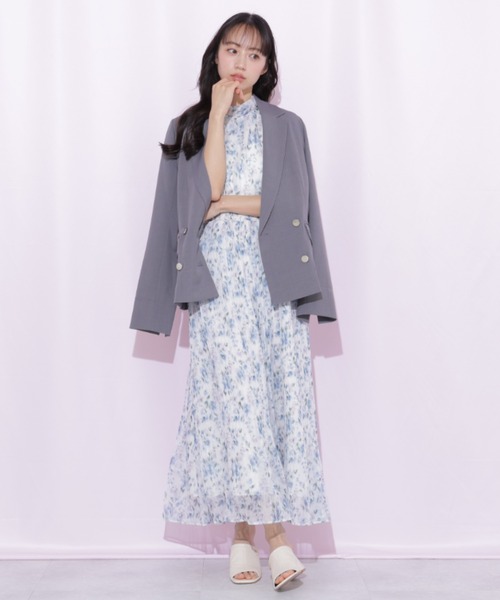JILL by JILL STUART(ジルバイジルスチュアート)の「〈セットアップ対応〉サマーツイルテーラードジャケット(テーラードジャケット・レディース・ブルー/グレー/ベージュ・MEDIUM/SMALL)」の7枚目の写真
