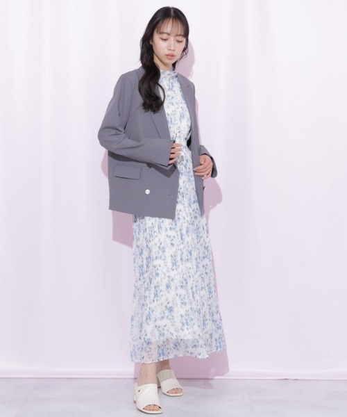JILL by JILL STUART(ジルバイジルスチュアート)の「〈セットアップ対応〉サマーツイルテーラードジャケット(テーラードジャケット・レディース・ブルー/グレー/ベージュ・MEDIUM/SMALL)」の4枚目の写真